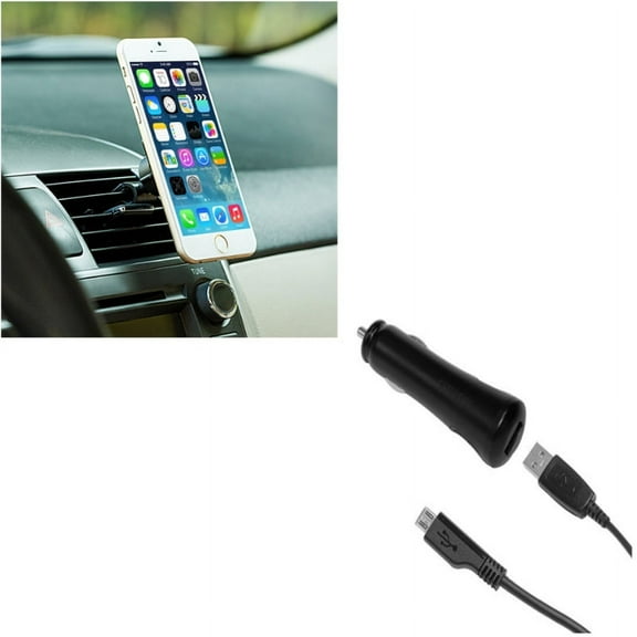 Air Vent Magnetic Car Mount w Cable USB Charger for Alcatel REVVL, Dawn, Jitterbug Smart 2, 1x Evolve - ASUS ZenFone Max Plus M1 5Q 3 Max - BLU S1, Vivo XL4 XI, Studio X8 HD, Pure View