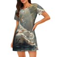 thumbnail image 1 of Balery Forest Meditating White Tiger Camisón de manga corta con cuello redondo para mujer, cómodo y elegante., 1 of 6