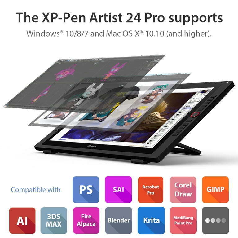 XPPen 23.8 inch Drawing Tablet,Artist 24 Pro Graphics Tablet with