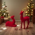 thumbnail image 5 of Souew Red Deer Ornament Set B, Christmas Velvet Reindeer Figurines Set Red & Green Deer Ornaments with Gold for Xmas Decor Tabletop Display, 5 of 5