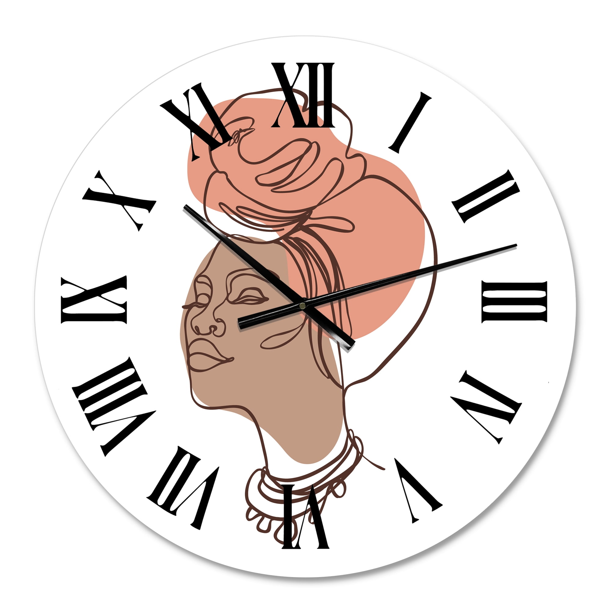 Designart 'One Line Portrait Of African American Woman Iv' Modern Wall Clock