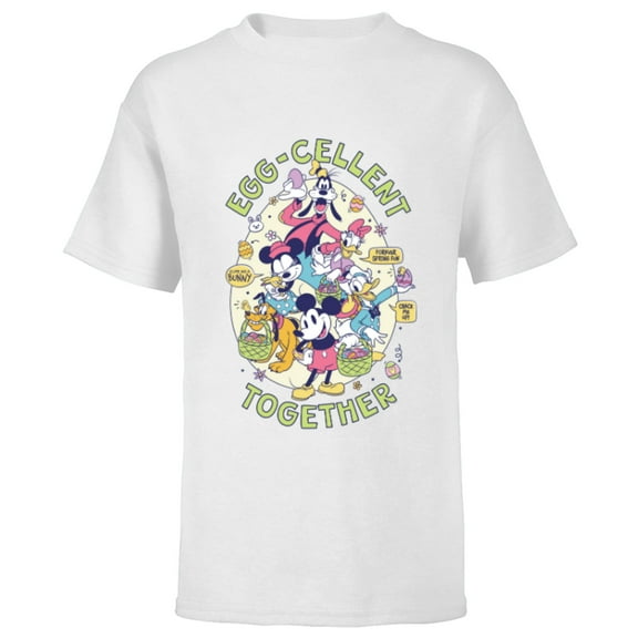 Disney Mickey Mouse and Pals Easter Egg-Cellent Together - Short Sleeve T-Shirt for Kids - Customized-White