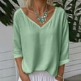 thumbnail image 7 of cocolona Womens Blouses 2025 Trendy V Neck 3/4 Sleeve Tops Fashion Casual Solid Color Shirts Lightweight Comfy T-shirt, 7 of 7