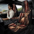 thumbnail image 2 of Xoenoiee Deer Forest American Flag Print PU Leather Car Accessories Set of 5, Anti-Slip Auto Seat Covers Seat Belt Pads Car Armrest Cover for Most SUV Truck Sedan, 2 of 7