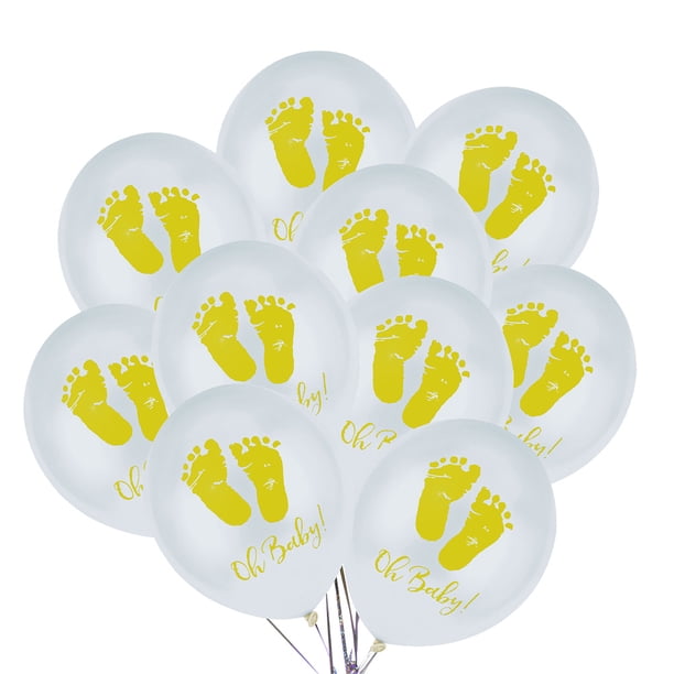 EeaseMX Juego de 10 globos de látex decorativos con forma de huella de bebé, de 2,8 g, para revelar el género de él o ella, para bodas, cumpleaños y más.