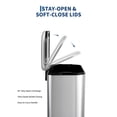 thumbnail image 3 of 13 Gallon Stainless Steel Step Kitchen Trash Can with Soft-Close Lid & Removable Inner Bucket, Rectangular Waste Recycling Bin for Home Office - Silver, 3 of 7