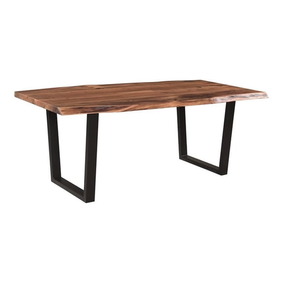 Pemberly Row 78" Live Edge Solid Wood Dining Table in Brown/Black