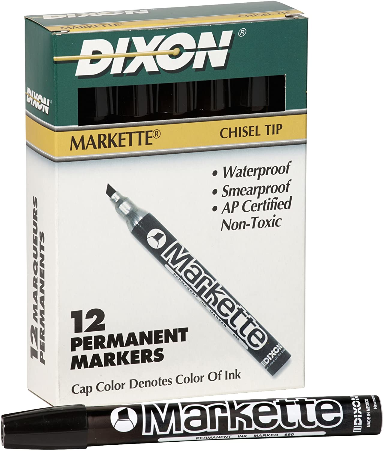 Dixon 68001 Markette 6Inch Metal Barrel Permanent Markers, Chisel