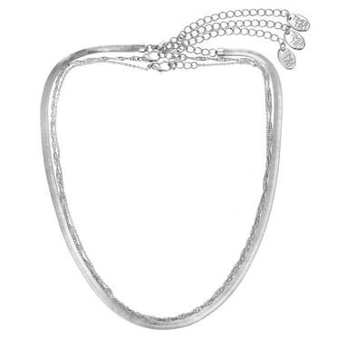 Women's Silver Chain Necklace Set, 3 Pieces