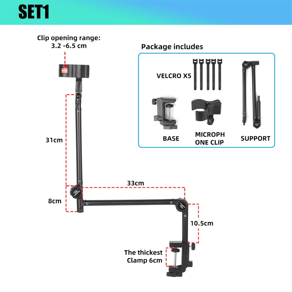 Foldable Recording Microphone Holder Suspension Boom Scissor Arm Stand Holder with Mic Clip Table Mounting Clamp