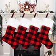 thumbnail image 1 of Medias navideñas: paquete de 4 medias navideñas a cuadros de búfalo de 18 "con puño de piel sintética de felpa blanca, fiesta navideña familiar Adepaton WRJM-402-1, 1 of 8