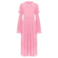 thumbnail image 3 of iiniim Girls Medieval Renaissance Princess Clothes Kid Long Bell Sleeve Retro Dress Pink 6, 3 of 6