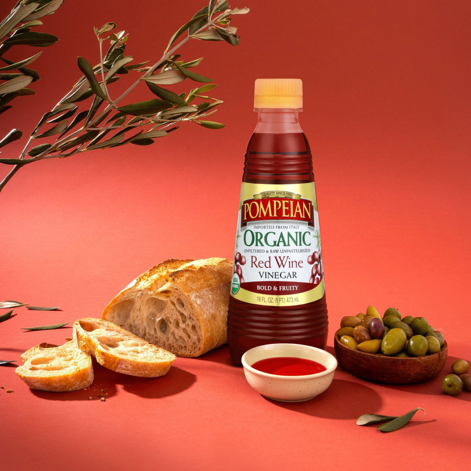 (6 pack) Pompeian Organic Red Wine Vinegar - 16 fl oz
