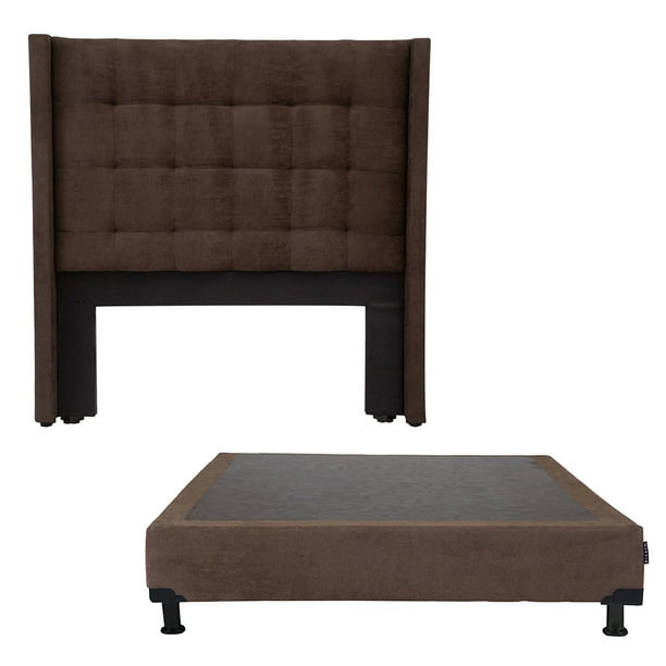 Box Base Cama Matrimonial + Cabecera Titan Chocolate