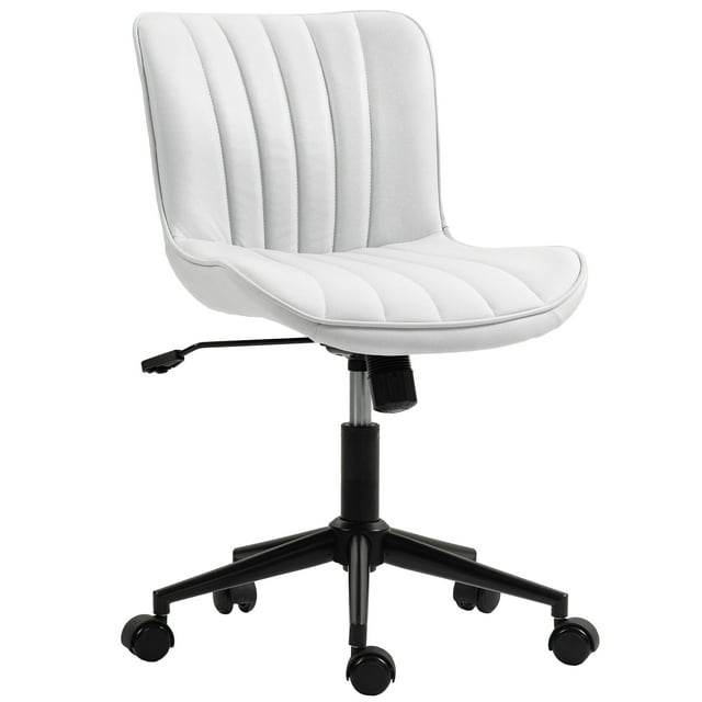 HOMCOM Armless Office Desk Chair, 360° Swivel Computer Chair, Cream White