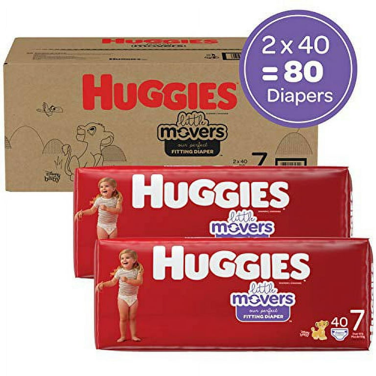Huggies Little Movers Baby Diapers, Size 7 (41+ lbs), 80 count - Gerbes  Super Markets