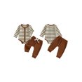 thumbnail image 2 of RUINIXCW Baby Boy Fall Outfit Striped Knit Long Sleeve Rompers  Elastic Pants Set, 2 of 8