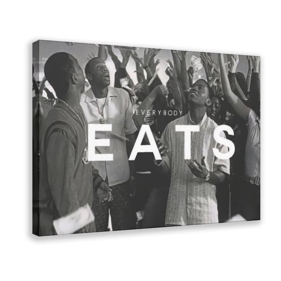 "Everybody Eats" Motivational Canvas Wall Art Ready to Hang for Living Room and Office