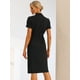 thumbnail image 4 of Vestido de mujer de verano 2023 de manga corta con solapa con muescas y cuello en V con doble botonadura y cinturón para trabajo y oficina Negro M, 4 of 6