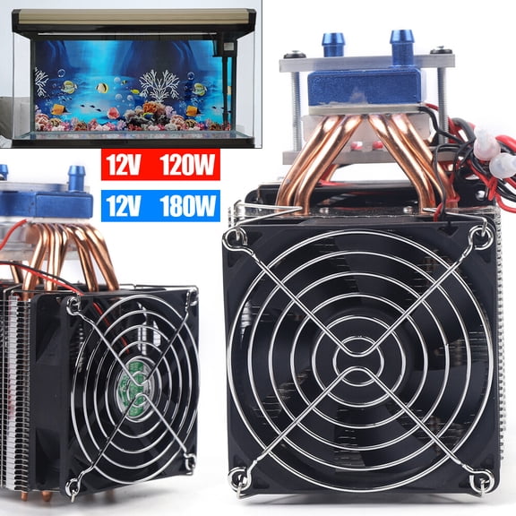 12V 180W Water Cooler Rapid Cooling System with Aluminum Copper Heat Sink 3 Fans for Aquarium Laboratory Fish Tank 2.6-8 Gallon