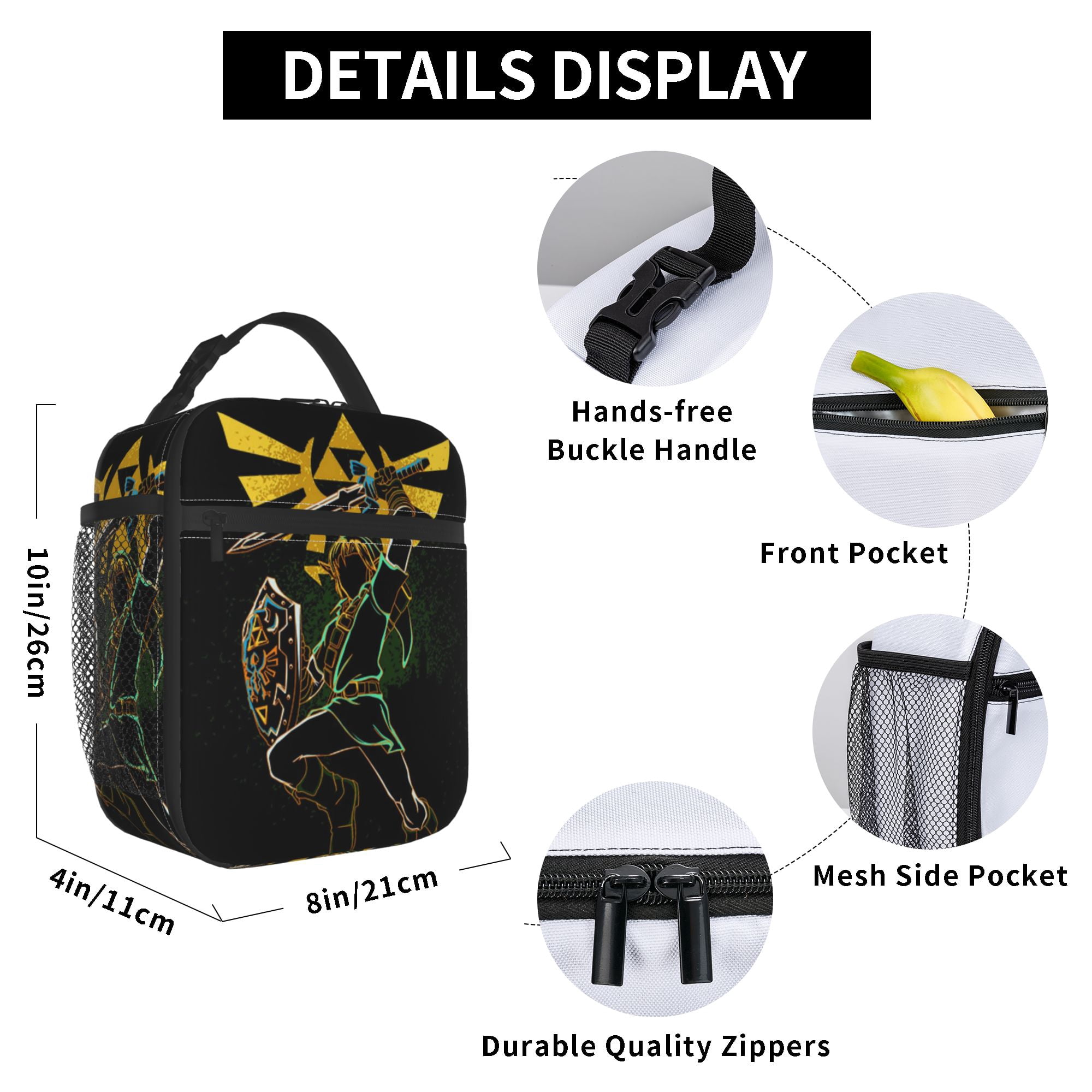 The Legend of Zelda Reusable Lunch Bag Portable Insulated Lunch Box Tote Bag Cooler Office Work Picnic