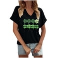 thumbnail image 2 of Soki Hauts Décontractés à Manches Courtes et Col en V Imprimés pour la Saint-Patrick pour Femmes en Liquidation, 2 of 4