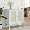 thumbnail image 1 of vidaXL Buffet SENJA Aspect Rotin Blanc 80x35x80 cm Bois Massif Pin, 1 of 5