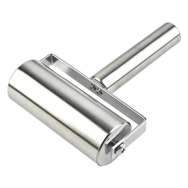 Stainless Steel Roller Non-Stick Rolling Pin with Handle Pastry Making Bakery Kitchen Utensils Tool - 5.3 inch Roller