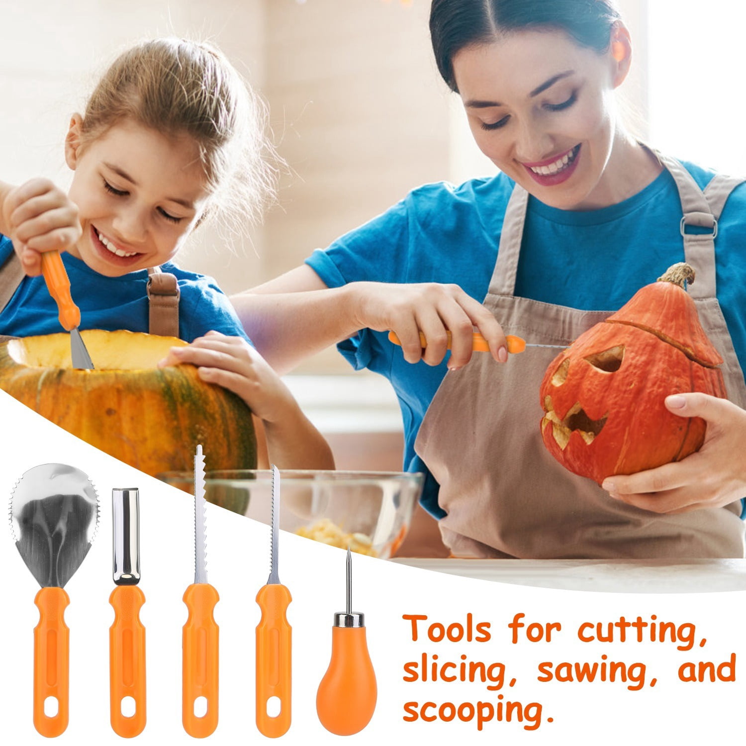 13Pcs Pumpkin Carving Kit Stainless Steel Tools with Scooper Saw Drill Etching for Halloween Jack-O-Lantern Craft Vegetable Carving