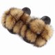thumbnail image 1 of wonima44 Women's Real Fox Fur Slides, Open-Toe Sandals, Indoor and Outdoor Non-Slip Slippers, Soft Pompom, 1 of 1