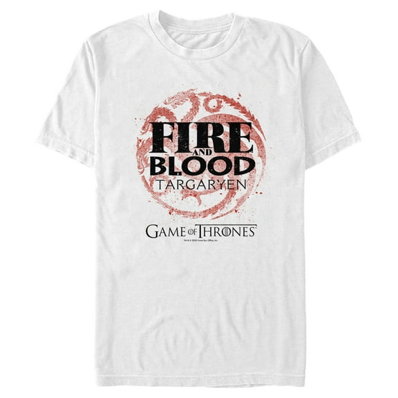 Men's Game of Thrones Fire and Blood Dragon Symbol Graphic Tee White X Large