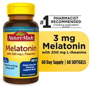 Nature Made Melatonin 3mg with L-Theanine 200 mg Softgels, 60 Count