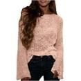 thumbnail image 2 of ICHUANYI Women's Ruffle Long Sleeve Elegant Sequined Dressy Blouses Crew Neck Double Layers Mesh Tunic Tops, 2 of 9