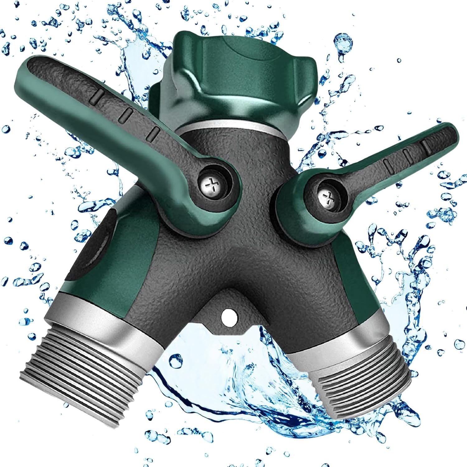 Hose Splitter, Sherry 2 Way Heavy Duty, Solid Brass Garden Faucet, Faucet Splitter, Hose y Splitter, Garden Hose y Splitter, Hose Bib Splitter, All Metal, with Shut off Valve