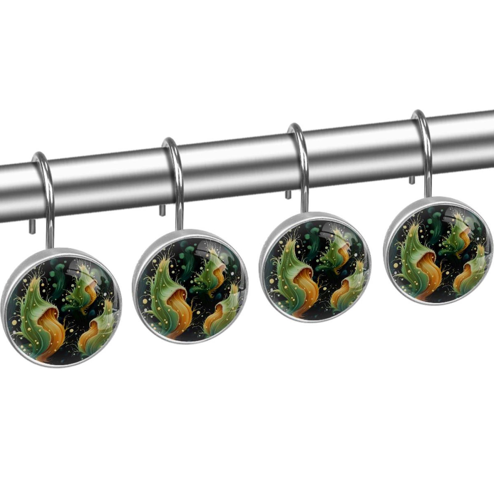 HemaKayy 12 Pcs Decorative Shower Curtain Hooks - Stainless Steel Rings for Bathroom Décor - Easy Glide & Secure Hold - Perfect Decoration for Bathroom Shower Rods - Ocean Sea Slug