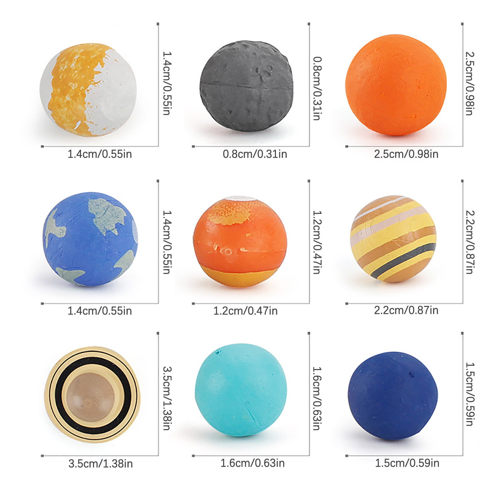 Gonwan 9Pcs Simulation The Solar System Plastic Cosmic Planet Model Educational Toys A