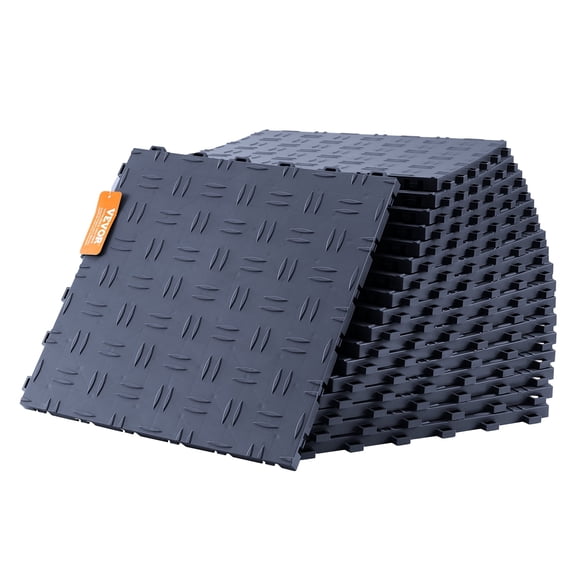 VEVOR Garage Tiles Interlocking, 12 x 12 x 0.53 inch 50 Pack Garage Floor Covering Tiles, Non-Slip Double-Sided Texture Garage Flooring Tiles, for Garages, Basements, Repair Shops, Graphite Gray