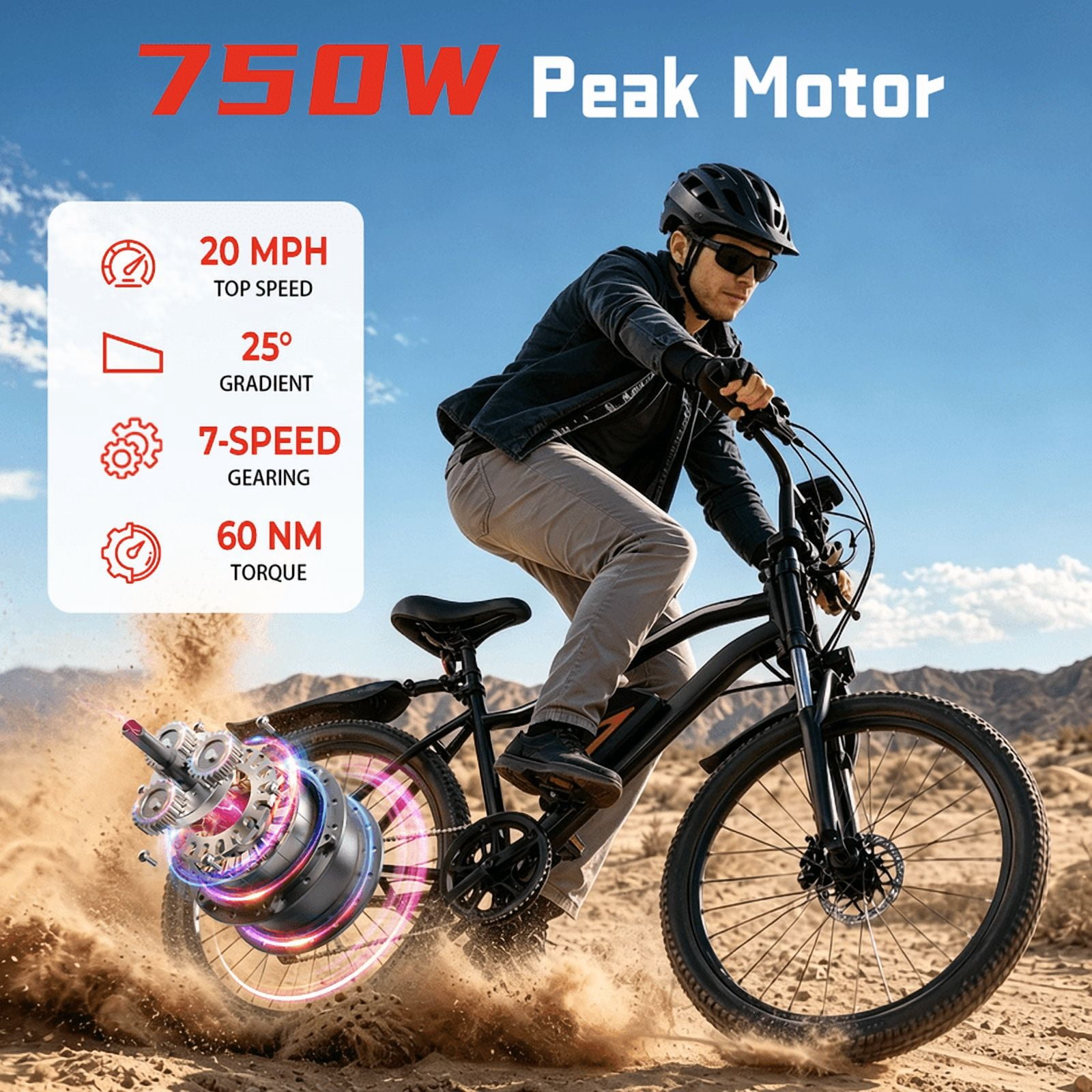iSinwheel 500W Electric Bike Adult,26" Mountain Bicycle Professional ,Front Dual Shock Absorption Ebike,Up 20MPH,35 Miles,36V 10.4AH Removable Battery