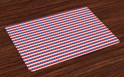 4th of July Placemats Set of 4 American Flag Motif Print Fabric Table Mats
