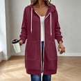 thumbnail image 5 of aohooy Long Zip Up Hoodie Women Oversized Long Sleeve Pullover Tunic Sweatshirts with Pockets Athletic Lightweight Plus Size Wine,M, 5 of 8
