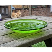 Achla Designs 14 In Crackle Glass Bowl and Birdbath Decoration, Fern Green