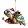 thumbnail image 2 of Uxgjfwu Santa Hat Turtle Ornament, Gold Dust Acrylic Christmas Hanging Decoration, Cute Animal Design for Tree, Gift Package, Party Decor, 2 of 6