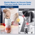thumbnail image 4 of Portable Electric Mason Jar Vacuum Sealer Set with 5 Large & 5 Small Sealing Caps, Built-in 1200-2000mAh Battery, 5W Power, Button Control, -60KPa Suction, 30 Days Standby, 104x104x95mm, ABS+PCB, 4 of 6