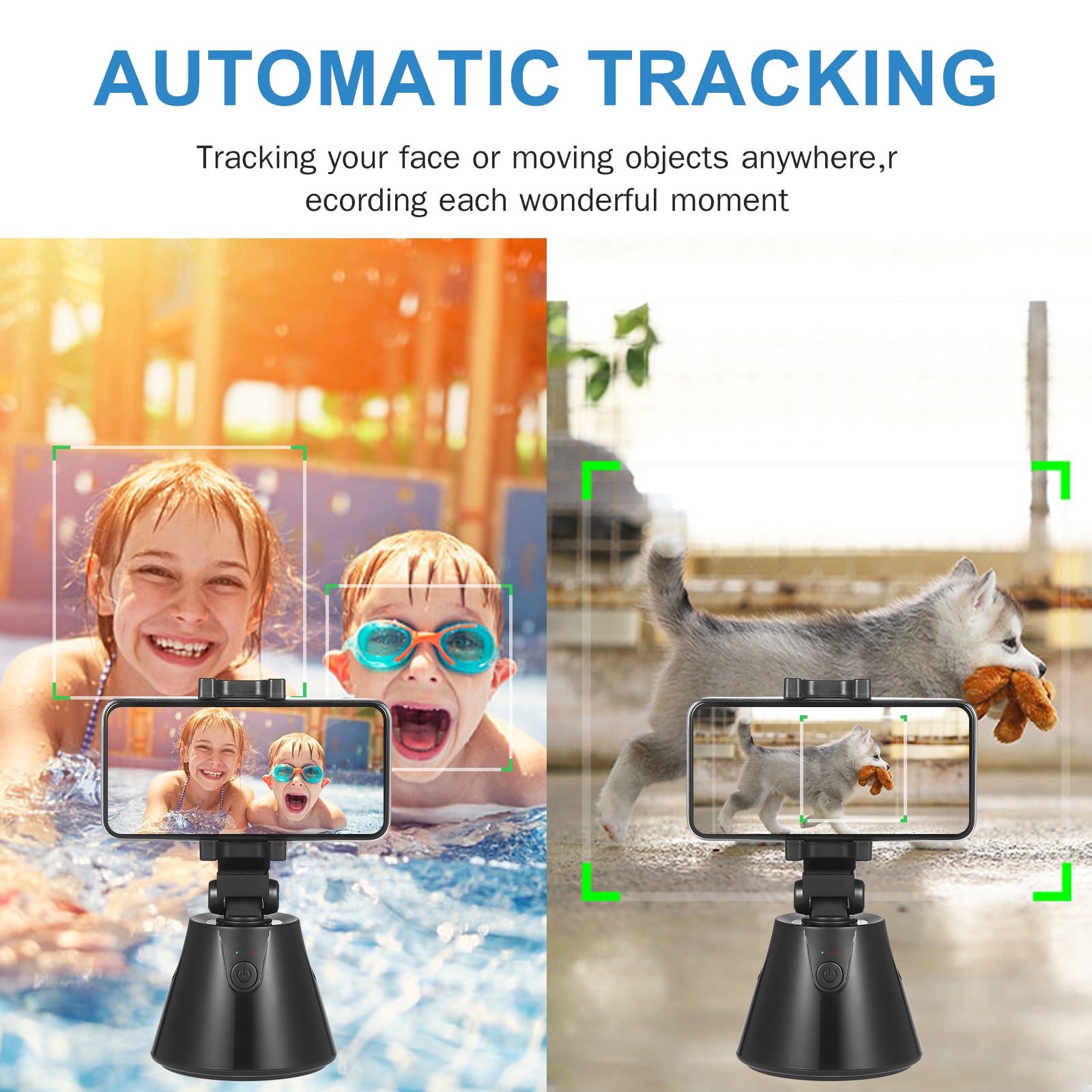 Bâton Selfie VODOOL 360° Avec Suivi Objet – Support Tout-en-un Noir/blanc/rose