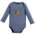 thumbnail image 5 of Touched by Nature Unisex Baby Organic Cotton Long-Sleeve Bodysuits, Classic Safari, 3-6 Months, 5 of 5