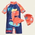 thumbnail image 2 of NIEWTR Toddler Infant Baby Boy Swimsuit Newborn Rash Guard Boys One Piece Zipper Bathing Suit Swimwear(Orange,5-6 Years), 2 of 5