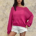 thumbnail image 2 of Annhoo Fall Sweaters for Women Long Sleeve Loose Round Neck Knitted Tops Trendy See Through Cutout Knitwear, 2 of 3