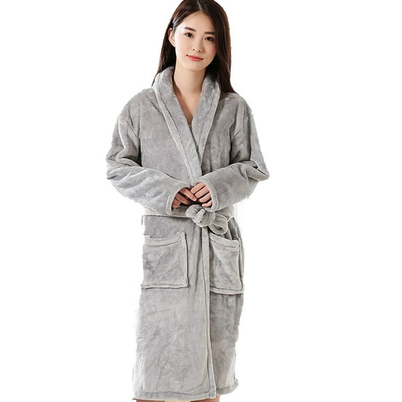 Hifoo Solid Color Sleepwear Womens Robes Warm Plush Winter Robe Zip Up Long Bath Robes Female Boho Casual Home O-Neck Loungewear