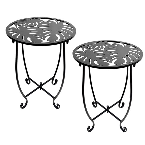 Small Side Tables for Small Space, 2 Pack Metal Outdoor Indoor Side Table, 15" Tall Patio Side Table, 10 Inch Round Side Table, Weather Resistant Mini Metal Round Side Table Pool Chair Side Table