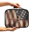 thumbnail image 2 of FKELYI Faux Leather Bible Cover with Zipper Pocket American Flag Cross Print Book Carrier Bible Bags with Top Handle Dust-Proof Scripture Protector for Prayer Outdoor Study, 2 of 6